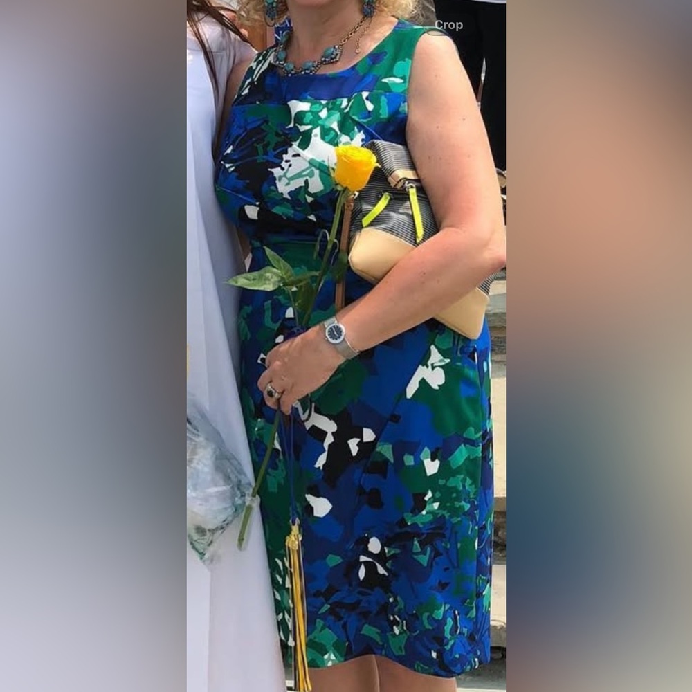 Calvin Klein Vibrant Blue and Green Midi Dress